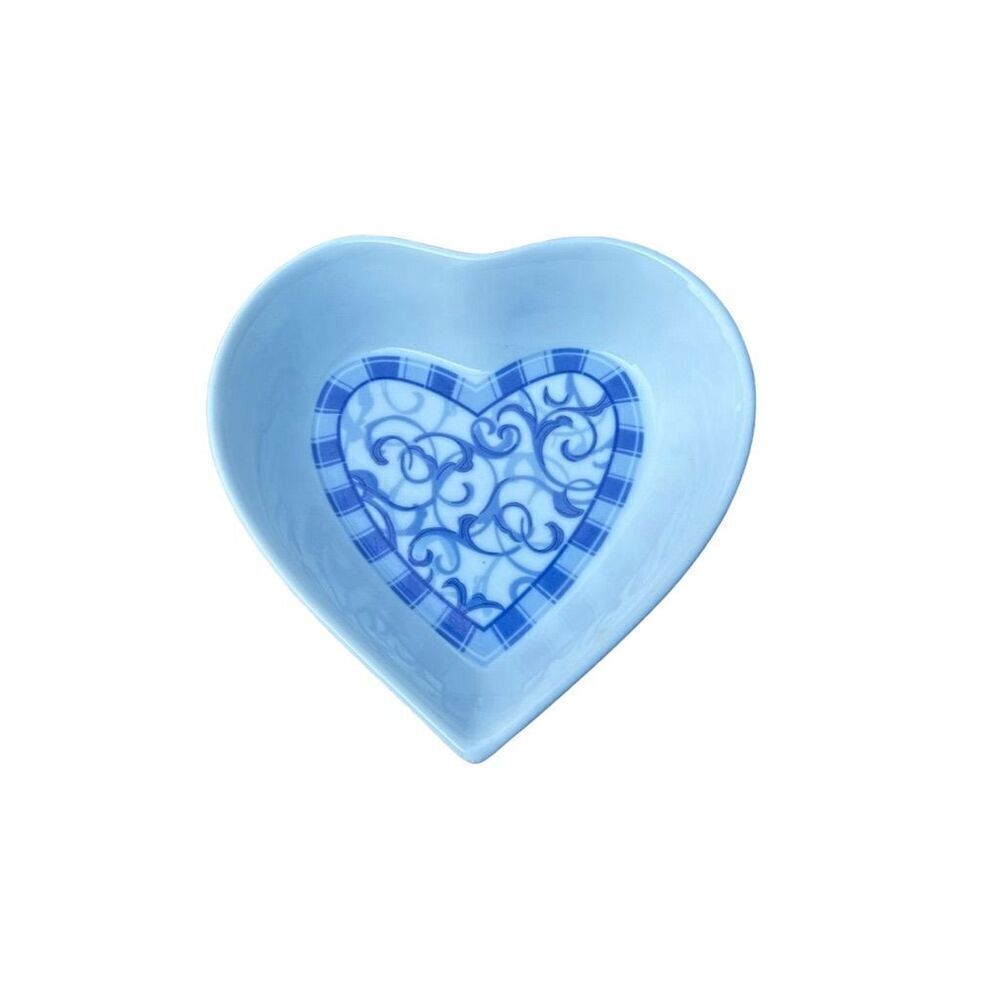 Vintage Oneida Blue Heather Heart Shaped Ceramic Baking Dish 9"